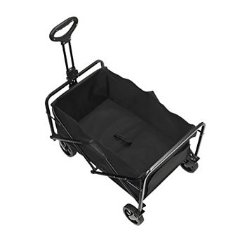 Collapsible Outdoor Wagon with 5-Inch PVC Wheels and Adjustable Handle - Black