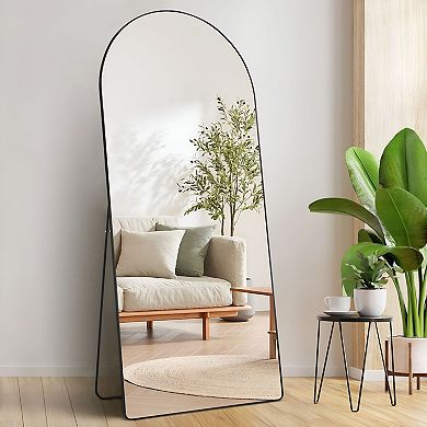 Black Frame Oversized Arched Floor Mirror 71 x 32 inch for Bedroom or Closet