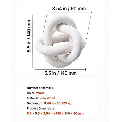 Pine Wood Chain Link Decor Accent 3-Link Rustic Table or Shelf Decoration - White