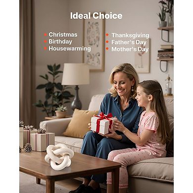 Pine Wood Chain Link Decor Accent 3-Link Rustic Table or Shelf Decoration - White