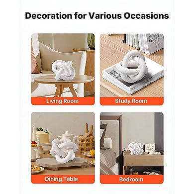 Pine Wood Chain Link Decor Accent 3-Link Rustic Table or Shelf Decoration - White