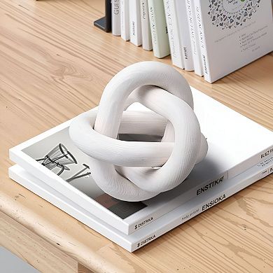 Pine Wood Chain Link Decor Accent 3-Link Rustic Table or Shelf Decoration - White