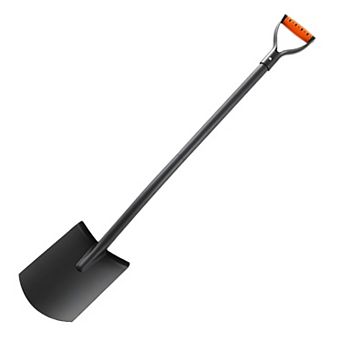 Lightweight Square Shovel with Alloy Steel Blade and Ergonomic D-Handle - Black