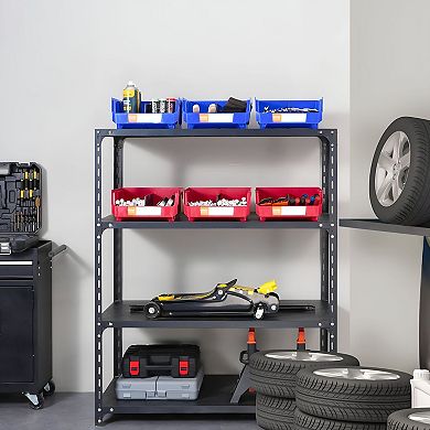 6-Piece Large Stackable Plastic Storage Bins Set with Dividers and Labels for Crafts Office or Toys