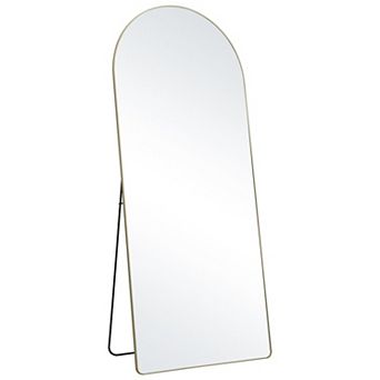 Freestanding or Wall-Mount Arched Full-Length Mirror 71 x 30-inch Gold Frame for Bedroom or Closet