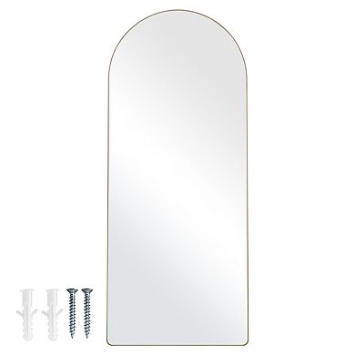 Freestanding or Wall-Mount Arched Full-Length Mirror 71 x 30-inch Gold Frame for Bedroom or Closet