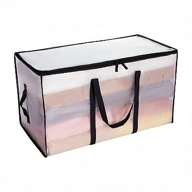 6-Piece Large Storage Bags Set Transparent with Handles Foldable Design and Zipper Closure