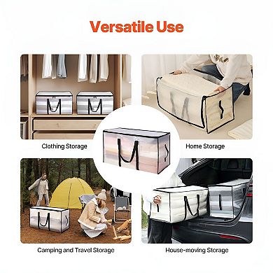 6-Piece Large Storage Bags Set Transparent with Handles Foldable Design and Zipper Closure