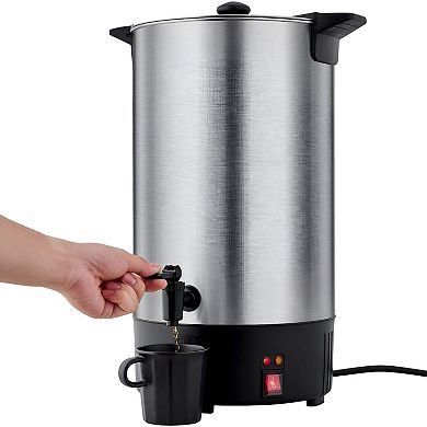 Coffee Urn with Dual No-Drip Spout and Keep-Warm Feature - Silver