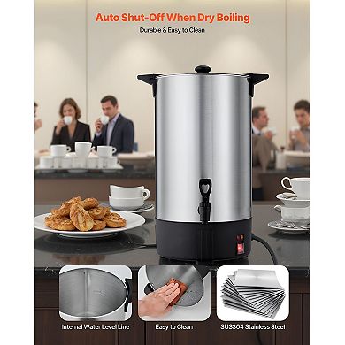 Coffee Urn with Dual No-Drip Spout and Keep-Warm Feature - Silver