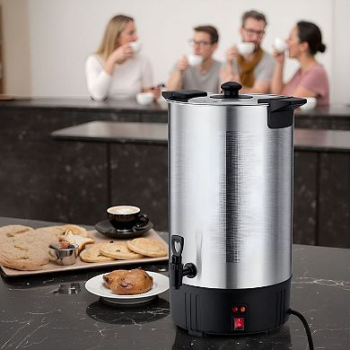 Coffee Urn with Dual No-Drip Spout and Keep-Warm Feature - Silver