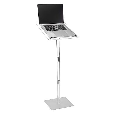 Adjustable Acrylic Podium Stand with Tilting Top for Classrooms Offices and Events - Transparent