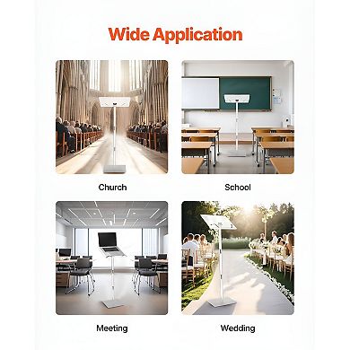 Adjustable Acrylic Podium Stand with Tilting Top for Classrooms Offices and Events - Transparent