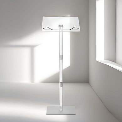Adjustable Acrylic Podium Stand with Tilting Top for Classrooms Offices and Events - Transparent