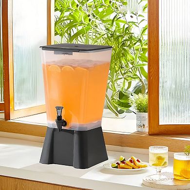 5-Gallon Beverage Dispenser with No-Drip Spigot and Wide-Mouth Lid - Black
