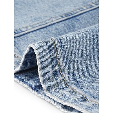 Denim Mini Skirt for Women Stretchy Flap Pockets Cargo Jean Skirts