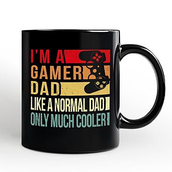 Gamer Dad Controller Mug, Black Funny Gift for Cool Fathers