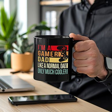 Gamer Dad Controller Mug, Black Funny Gift for Cool Fathers