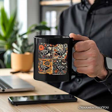 Skeleton Goose Patchwork Mug, Floral Halloween Gift