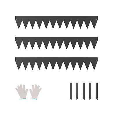Black Garden Edging Panels Galvanized Steel Lawn and Mulch Border Set - 3 Pieces