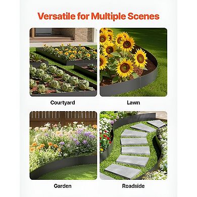 Black Garden Edging Panels Galvanized Steel Lawn and Mulch Border Set - 3 Pieces