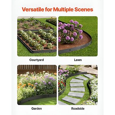 Flexible Metal Garden Edging Border Black Aluminum Alloy Panels for Custom Yard Layouts - 8 Pieces