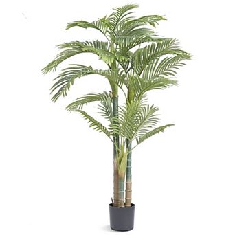 Tall Faux Gold Cane Palm Tree 6.5ft for Living Room, Patio or Entryway Display