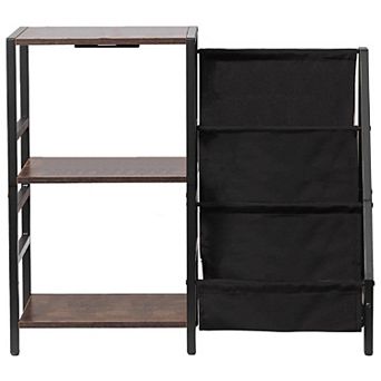 Vinyl Record Player Stand with Storage for 200 Records and Music Sync LED Lights - Brown