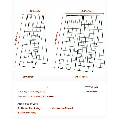 Folding Garden Trellis for Climbing Vegetables and Vining Plants - Green