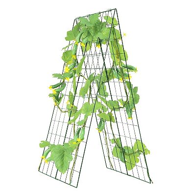 Folding Garden Trellis for Climbing Vegetables and Vining Plants - Green
