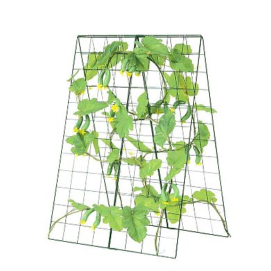Folding Garden Trellis for Climbing Vegetables and Vining Plants - Green
