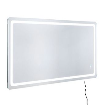 Large Modern LED Bathroom Mirror 36.1 x 72.1-Inch Silver Frame with Touch Controls