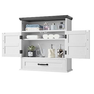 Bathroom Wall Storage Cabinet with Multi-Layer Compartments and Space-Saving Design - White