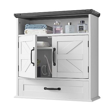 Bathroom Wall Storage Cabinet with Multi-Layer Compartments and Space-Saving Design - White