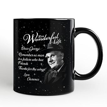 Clarence the Angel Dear George Quote Christmas Black Mug, Wonderful Life Gift