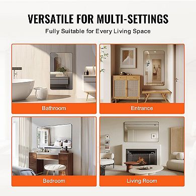 36 x 48 inches Rectangular Wall Mirror with Black Aluminum Frame and Tempered Glass for Bathroom