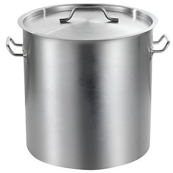 53-qt Stainless Steel Stockpot with Riveted Handles for Big Batch Cooking and Gatherings - Silver
