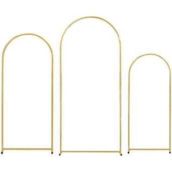 3 pc Gold Wedding Arch Set Dome-Shaped Metal Backdrop Stand for Ceremonies and Parties