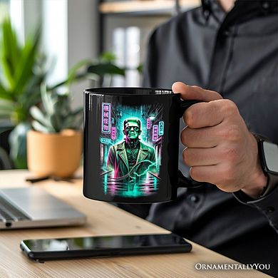 Cyberpunk Frankenstein Mug, Neon Halloween Monster Gift