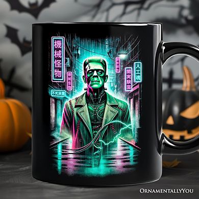Cyberpunk Frankenstein Mug, Neon Halloween Monster Gift