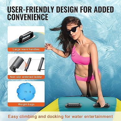 13 ft Inflatable Water Trampoline with Ladder and Pump for Lake Pool and Summer Water Play