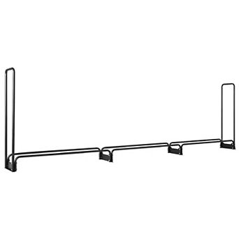 Backyard Firewood Rack with Zippered Cover, Elevated 1/2 Cord Log Storage - Black