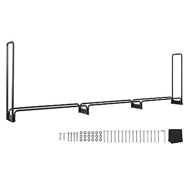 Backyard Firewood Rack with Zippered Cover, Elevated 1/2 Cord Log Storage - Black