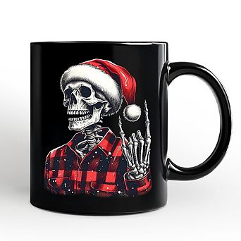 Buffalo Plaid Christmas Skeleton Mug, Brutal Guys Gift