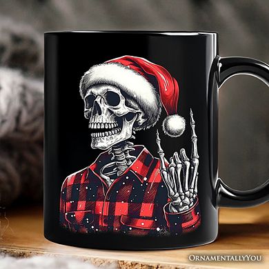 Buffalo Plaid Christmas Skeleton Mug, Brutal Guys Gift