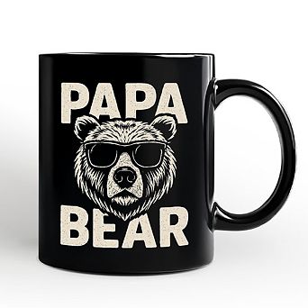 Papa Bear Sunglasses Mug, Black Vintage Gift for Cool Dads