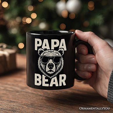 Papa Bear Sunglasses Mug, Black Vintage Gift for Cool Dads