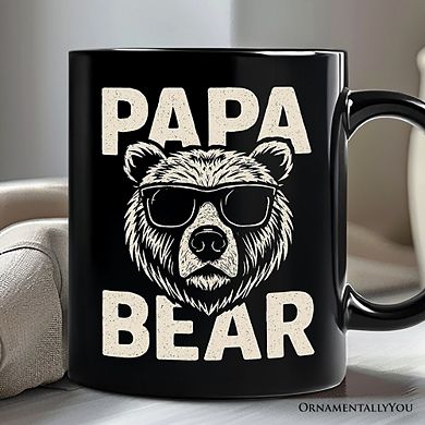 Papa Bear Sunglasses Mug, Black Vintage Gift for Cool Dads