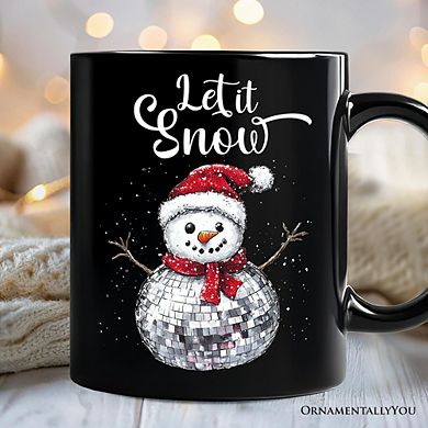 Disco Snowman Christmas Mug, Retro Holiday Gift for Dancers