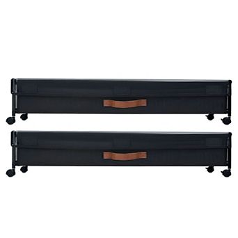 2 Pack Under Bed Storage with Wheels, Rolling Underbed Bins with Clear Lids for Clothes Shoes Black